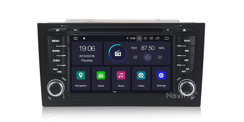 Perfect NaviFly IPS Screen DSP Android 9.0 Car DVD For Audi A6/S6/RS6 1997-2001 2002 2003 2004 GPS Navi Wifi Stereo Autoradio DAB Mic BT 12