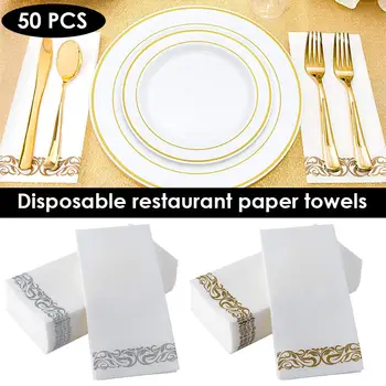

50PCS Disposable Restaurant Paper Printing Dust-free Napkin Western Restaurant Towel Wedding Party Dinner Napkins