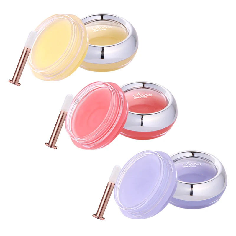3pcs/set moisturizing lip mask with brush temperature change color pink transparent gel long lasting lip repaire cream MA043