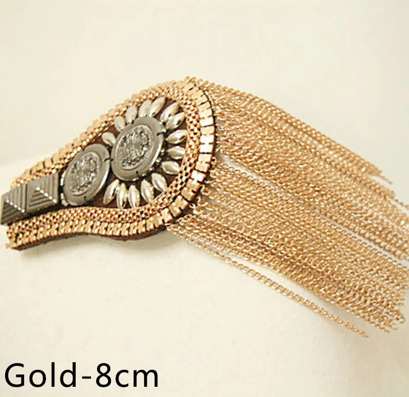 Gold-8cm Meetee 2 шт Модные металлические блестки нашивки с кисточками одежда украшение для плеч нашивка брошь пряжки DIY ювелирные изделия брошь аксессуары - Цвет: Gold-8cm