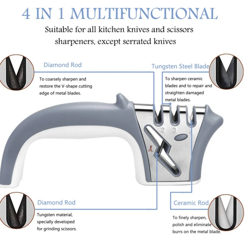 Sharpener,Professional 4 in 1 Manual Knives Scissor Sharpeners,Chef's Choice Kitchen Sharpening with Ceramic,Tungsten Steel,Diam