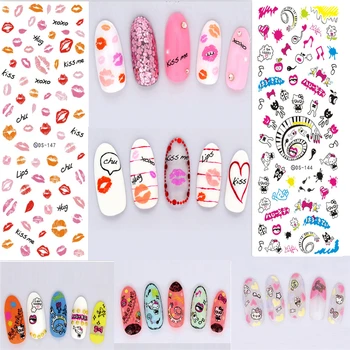 

New Designs 1 pc Sexy Lips Nail Stickers Decals Valentine Water Transfer Slider for Manicure Nail Art Decoration DIY