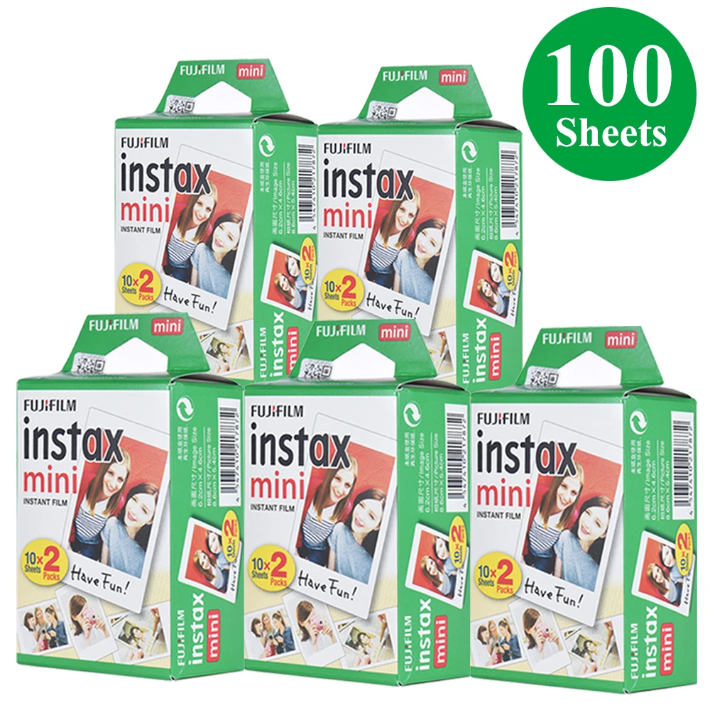 Пленка Fujifilm Instax Mini 20/40/60/80/100 листов 3-дюймовая белая пленка для Fuji Instant Camera 7s/8/25/90/9