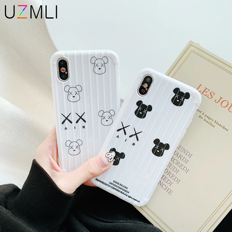 

Cartoon Tide Brand Bear Soft TPU Phone Case For iPhone 11 Pro Max 3D Luggage Design Cover For iPhone X XR XS Max 8 7 6 6S Plus