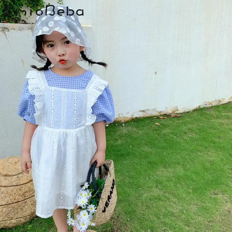 Baby Girls Dress+Shirts Two Pieces Sets 2020 Summer Children's Lace