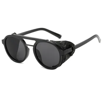 

Punk Male Eyewear Steampunk Sunglasses Women Round Eye Sun Glasses Goggles Men Side Visor Circle Lens Shades Oculos