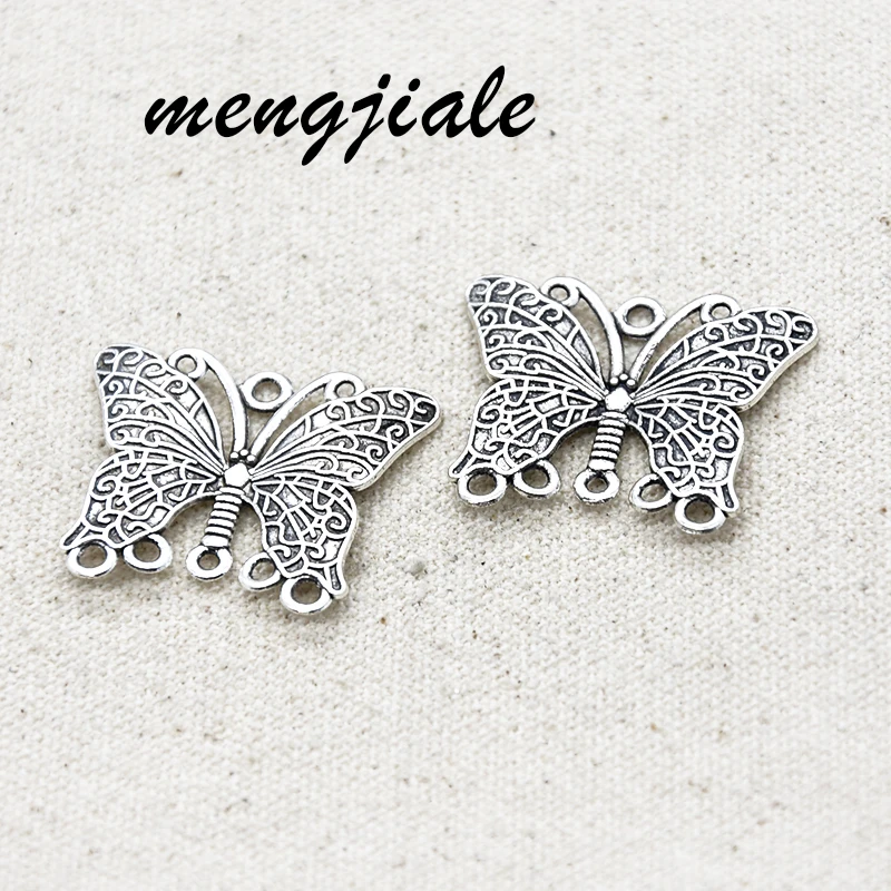 6PCS Butterfly Connector for Rosary or Bracelets Filigree Style Jewelry Making Silver Tone Charms 29*35mm | Украшения и