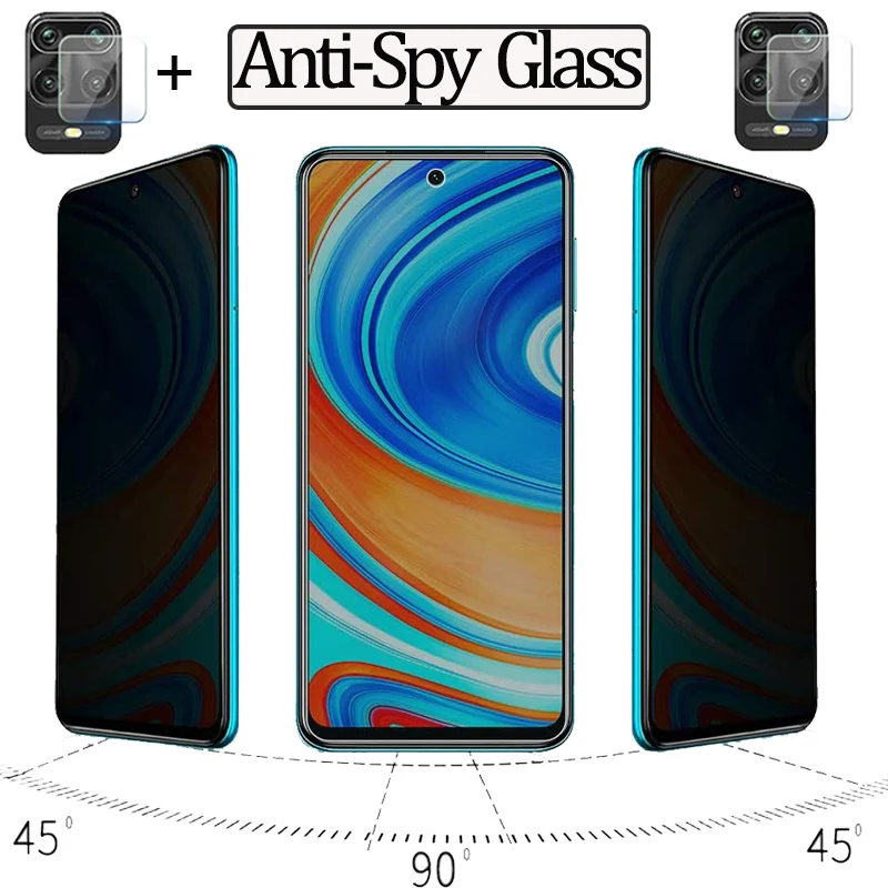 Антишпионская стекло для Xiaomi Redmi Note 9 Pro Защита экрана конфиденциальности
