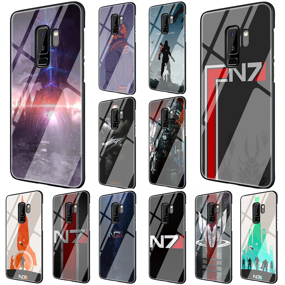 EWAU Mass Effect N7 закаленное стекло чехол для телефона Samsung Galaxy S7 край S8 9 10 Plus Note 8 A10 20 30 40