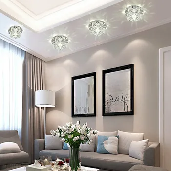 

Corridor Mirror Ceiling Lamp Aisle Light Veranda Lighting 6 LED 3W Down Crystal Modern Surface Mounted Lights for Living Room DC