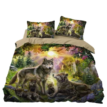 

Wolf Bedding Set Bedroom Decor Doona Quilt Cover Hypoallergenic 1PC Duvet Cover with Pillowcase