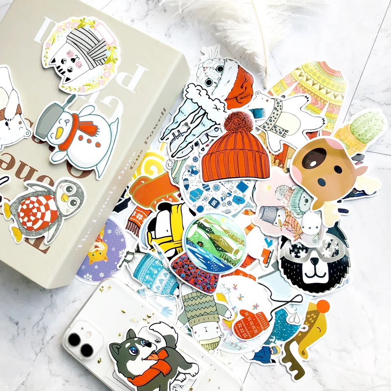 50 шт. мультфильм VSCO девушки зимний шарф снег наклейка s для детей игрушка свежая наклейка для чемодана ноутбука велосипеда телефона багажа