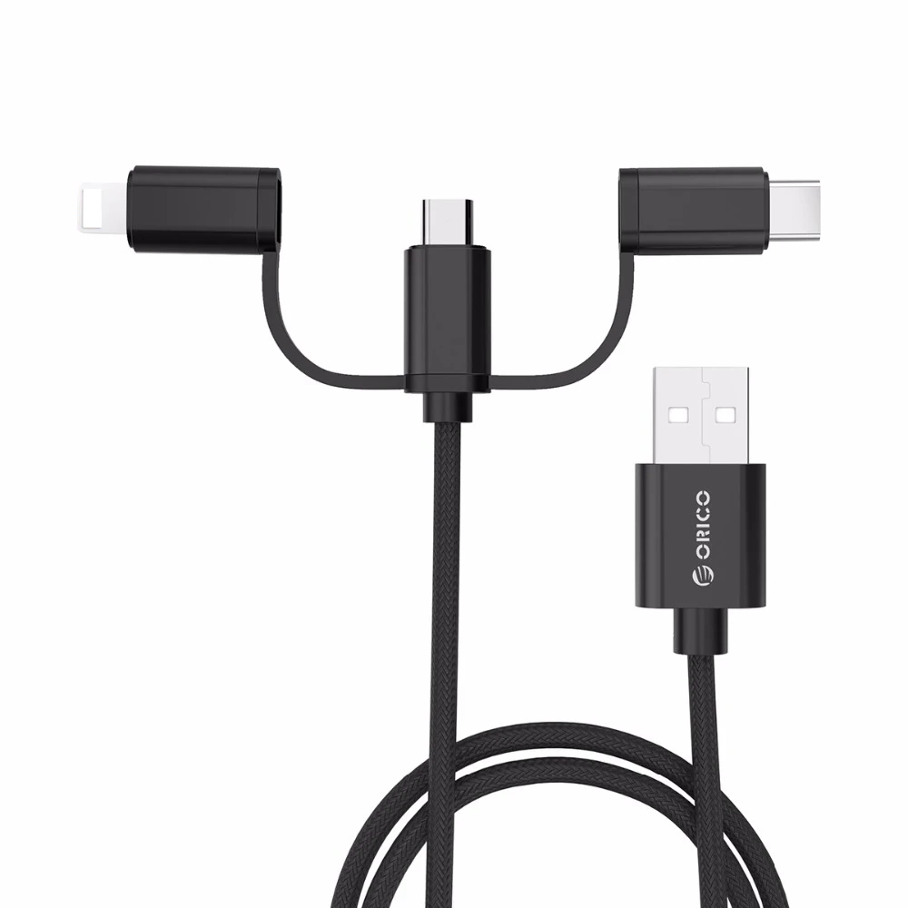 ORICO 3 в 1 type C Micro USB C кабель для iPhone 8X7 6 6S Plus iOS 10 9 8 samsung Nokia USB быстрая зарядка нейлоновые Кабели шнур