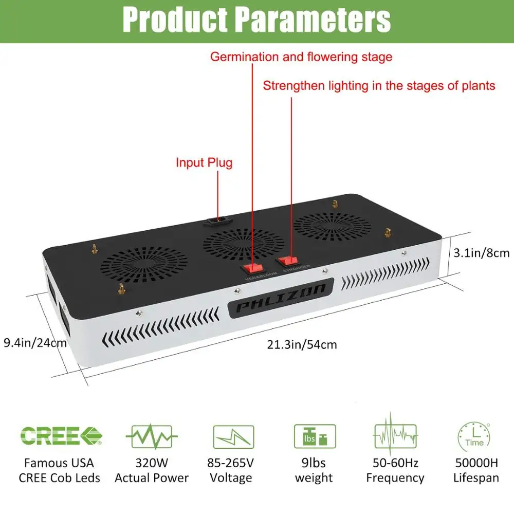 Phlizon Full spectrum led COB grow light 1500W wholesale dropshipping