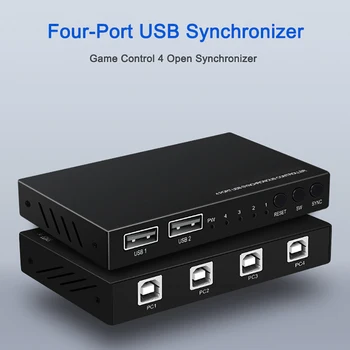 

4 Port USB Synchronizer Controller KVM Switch for USB Keyboard Mouse Sharing for Windows Linux Unix Android Dos Netware OS