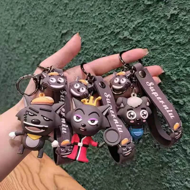 New Cartoon Grey Wolf Keychain Children Kids TV Fun Character Happy Lucky  Key Chains Keyring Bag Pendant|Key Chains| - AliExpress