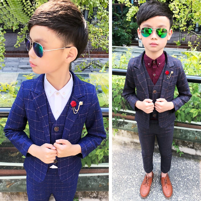 3 PCS Formal Boys Clothes Blazer Vest Pants Children Wedding Suits Tuxedos Kids Elegant Clothing Sets Boy Carnival Party Suit