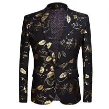 Мужской модный черный пиджак бронзового цвета, Свадебный костюм ведущего, костюм для выступлений на сцене, приталенный пиджак для банкета, джентльмена