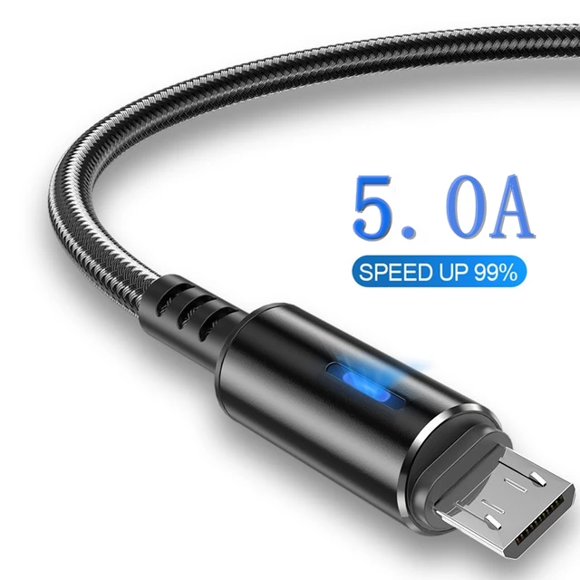 Micro USB Cable 5A LED Fast Charging Micro Data Cord For Huawei Samsung Xiaomi Android Mobile Phone Accessories Charger Cables 3