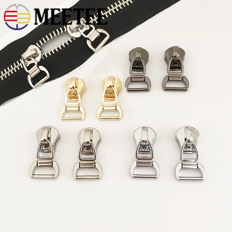 

10pcs Meetee Eco-Friendly Zipper Sliders for 5# Metal Zipper Down Jacket Zipper Head Bag Zip Repair Kits DIY Accessories