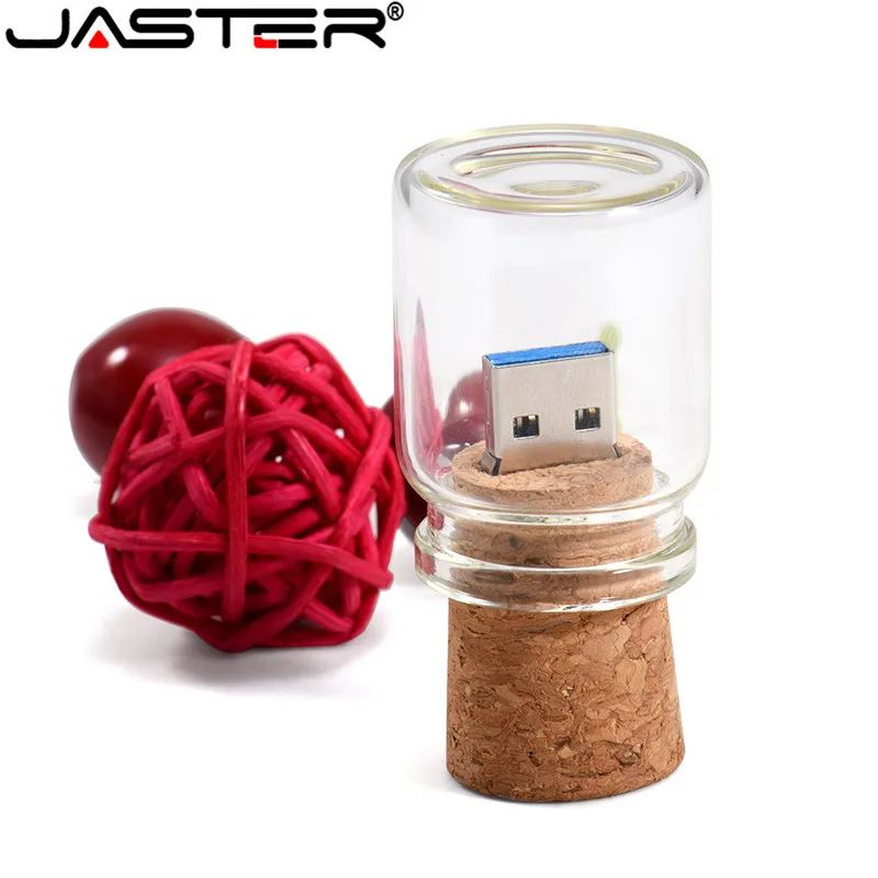 JASTER стеклянная бутылка с пробкой USB флэш-накопитель(прозрачный) ручка-накопитель 4 ГБ 8 ГБ 16 ГБ 32 ГБ 64 ГБ модная Подарочная бутылка подарок