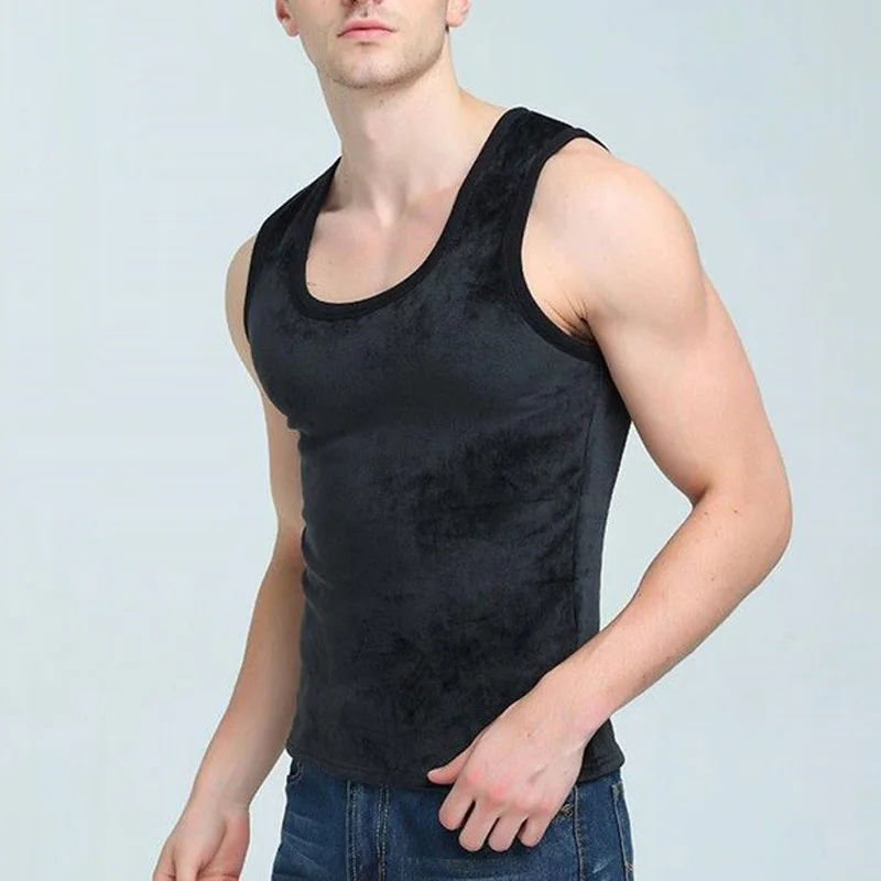 sleeveless o neck tanks Men's Waistcoat Vest Sleeveless Thickening Soft Bottoming warm Tops winter under tops