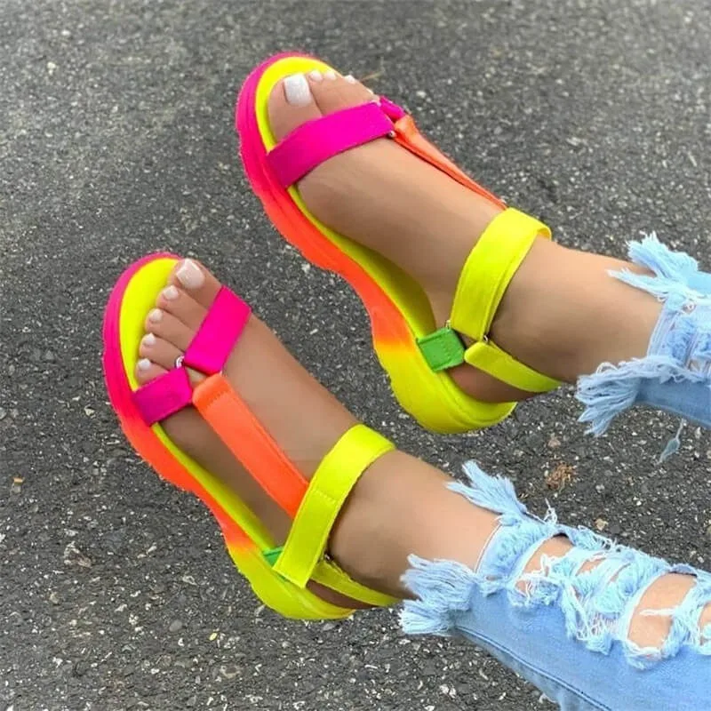 women sandals 2020 INS Hot Sale multi color Big size 35-43 casual Shoes Woman Flat Dropship Comfortable Sandals Female | Обувь