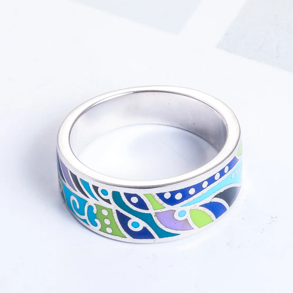 Обручальное кольцо с голубой эмалью для женщин, Серебро s925 пробы, белые обручальные кольца с фианитами, хорошее ювелирное изделие, подарок