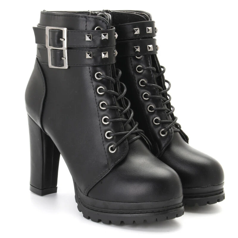 Botines plataforma para mujer, botas gruesas de tacón alto de botines Martin, novedad, Otoño e hasta el tobillo| - AliExpress