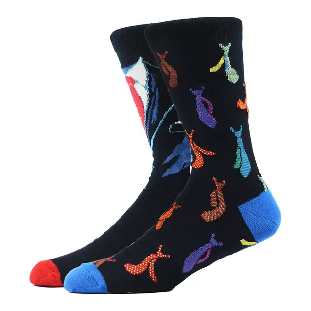 High Quality Combed Cotton Socks Food Pattern Long Tube Funny Happy Men Socks Colorful Novelty Skateboard Crew Casual Crazy Sock HK34001-5