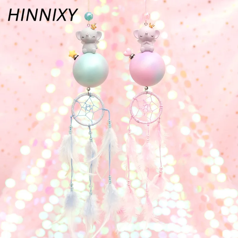 Hinnixy милый смоляной слон ночной Светильник Розовый Синий Ловец снов Корона Слон