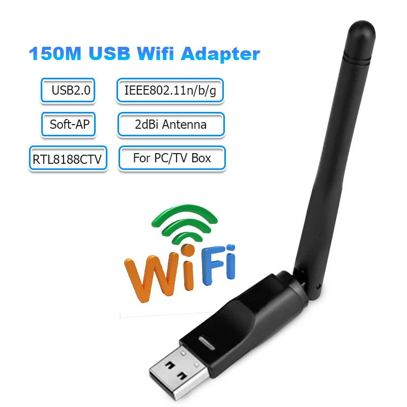 Receptor WiFi USB, adaptador de antena Wifi soft-ap de 150Mbps, tarjeta de  red inalámbrica IEEE802.11n para ordenador portátil y de escritorio -  AliExpress Ordenadores y oficina
