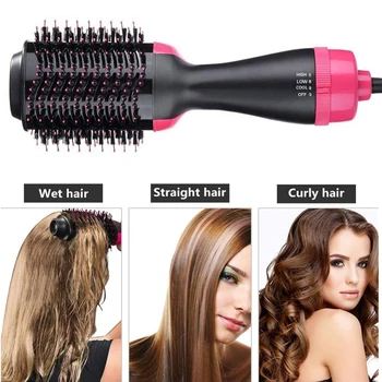 

Electric Hair Dryer Brush and One Step Curling Oval Brush Design with Mixed Bristles Dry/Wet Two Use Hot Hair Curler Comb Brush