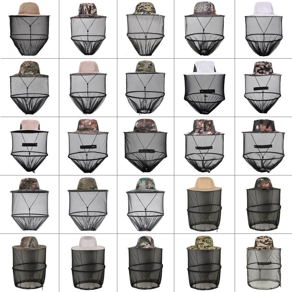 Outdoor Survival Anti Avoid Mosquito Insect Bee Bug Headgear Beekeeping Protective Cap Fishing Mesh Hat Head Face Neck Protector mesh face protector cap beekeeping hat