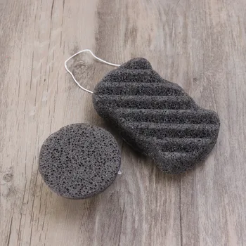 

2 Pcs Konjac Sponges Natural Makeup Deep Cleansing Bamboo Charcoal Reusable Sponge for Body