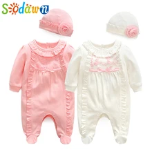 Sodawn/стильная одежда для маленьких девочек в стиле принцессы комплект одежды для девочек кружевной комбинезон+ шапочка, комплекты одежды для малышей детский комбинезон, подарок, Детский костюм