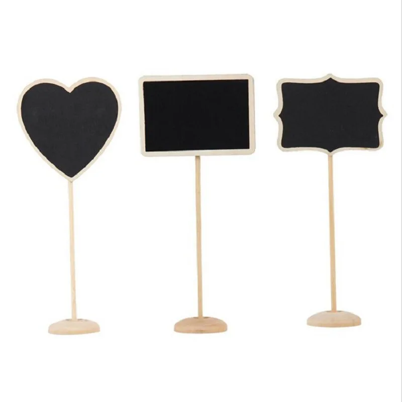 

5Pc Heart Wood Chalkboard With Stand Mini Wood Blackboard Message Notice Board Restaurant Table Wedding Party Decor Accessories