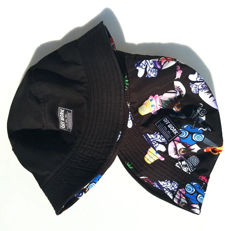 Hipster Hat Bucket Cap Graffiti Cotton Casual Adults Bucket Hat Caps Fishing Fisherman Beach Festival Sun High Quality Fashion (8)