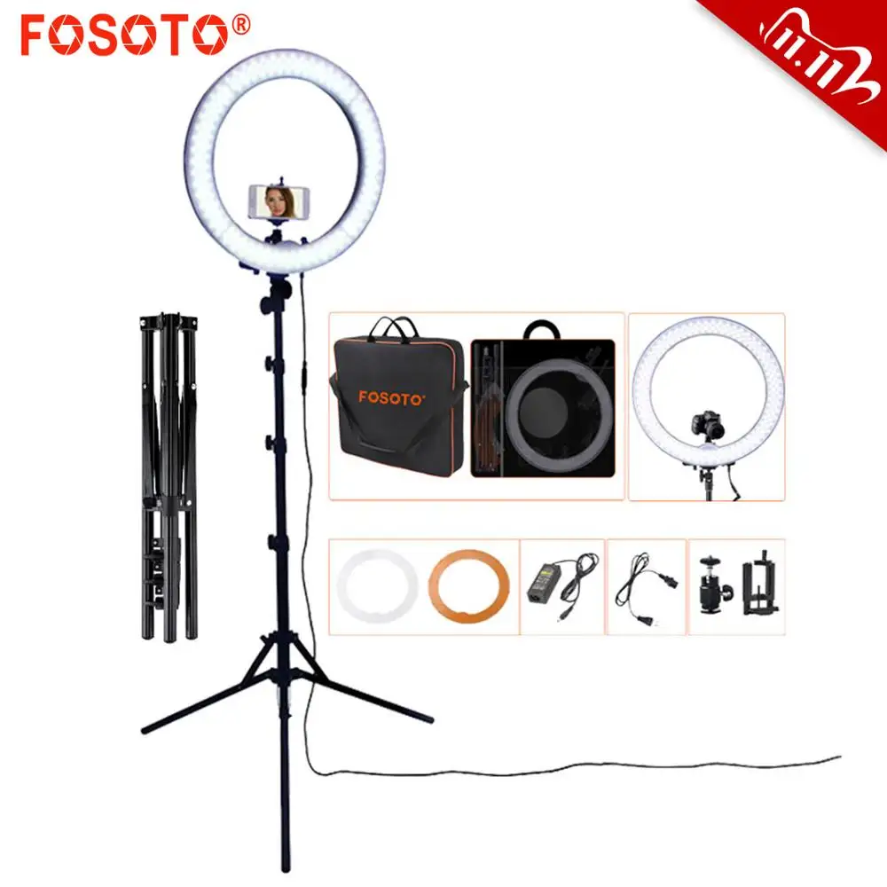 

RL-18 Camera Photo/Studio/Phone/Video 18"55W 240 LED Ring Light 5500K Photography Dimmable Ring Lamp with Batteries/Tripod stand