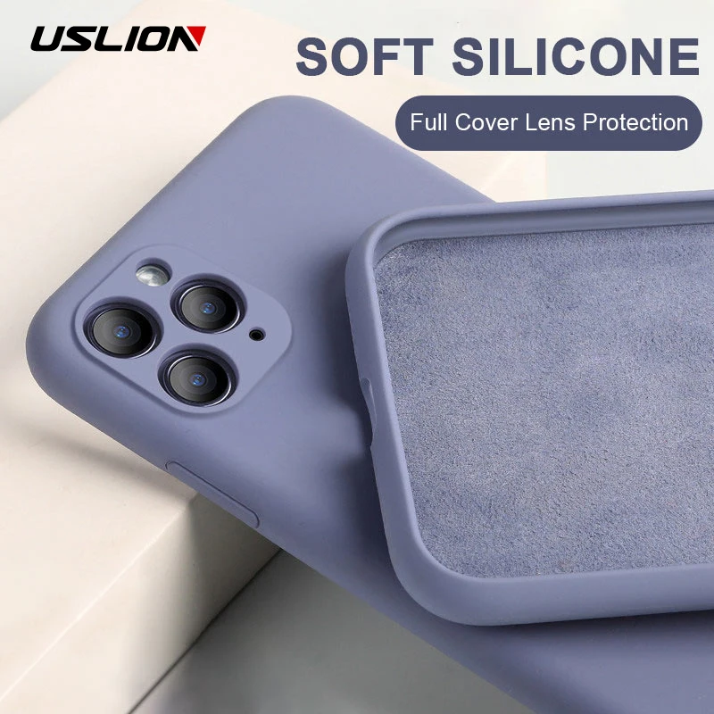 

USLION Candy Color Shockproof Protection Case For iPhone 11 11 Pro 11 Pro Max Soft TPU Silicone Simple Solid Color Back Cover