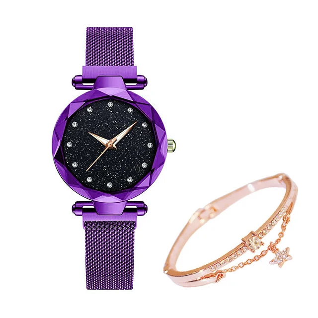 Звездное небо, женские часы, reloj mujer, розовое золото, магнитные кварцевые наручные часы для женщин, бриллиантовые женские часы, relogio feminino