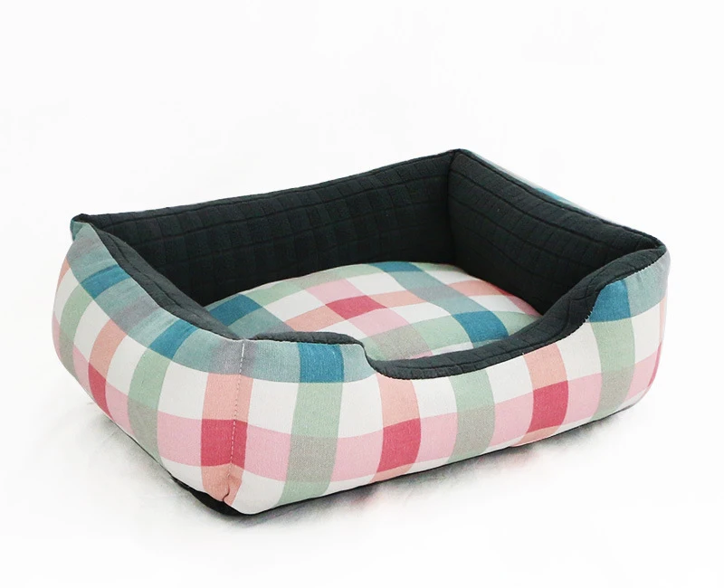 Colorful Plaid Собачий питомник квадратная кровать для больших собак Pet Counch съемный диван для домашних животных моющиеся кровати для кошек - Цвет: Colorful Plaid