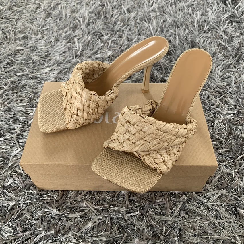 Fashion Women Sandals Slipper Summer Ladies Slides Square Open Toe High Heel Mules Slip On Sandal Shoes women slippers women high heels platform high heels sandals platform sandals ankle buckle sandals