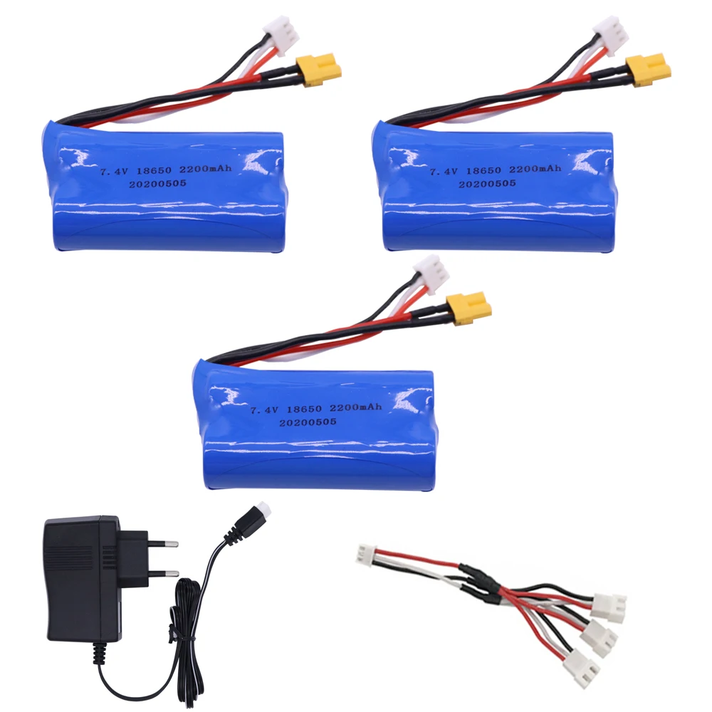 7.4V 2200Mah 2S Lipo Batteria Xt30 Spina Con Caricabatterie Per Huina 580 1580 1583 1580-005 Telecomando Giocattoli Auto Camion Accessori