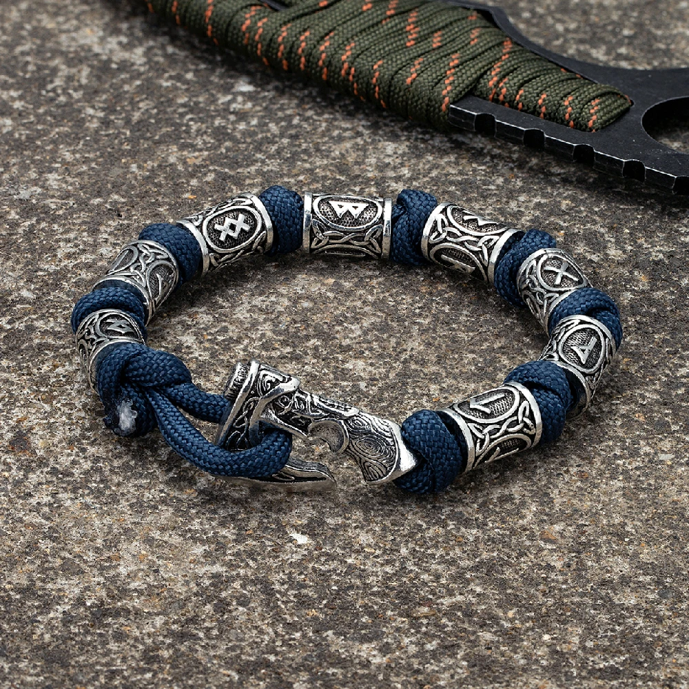 Norse Vikings Axes Bracelets Mjolnir Hammer Paracord Wristband Amulet Male Jewelry bracelet jewelry