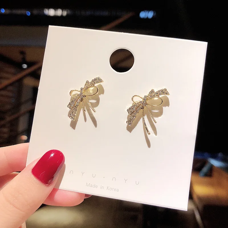 

bowknot earrings female 2019 new web celebrity contracted temperament character, senior feeling eardrop earrings