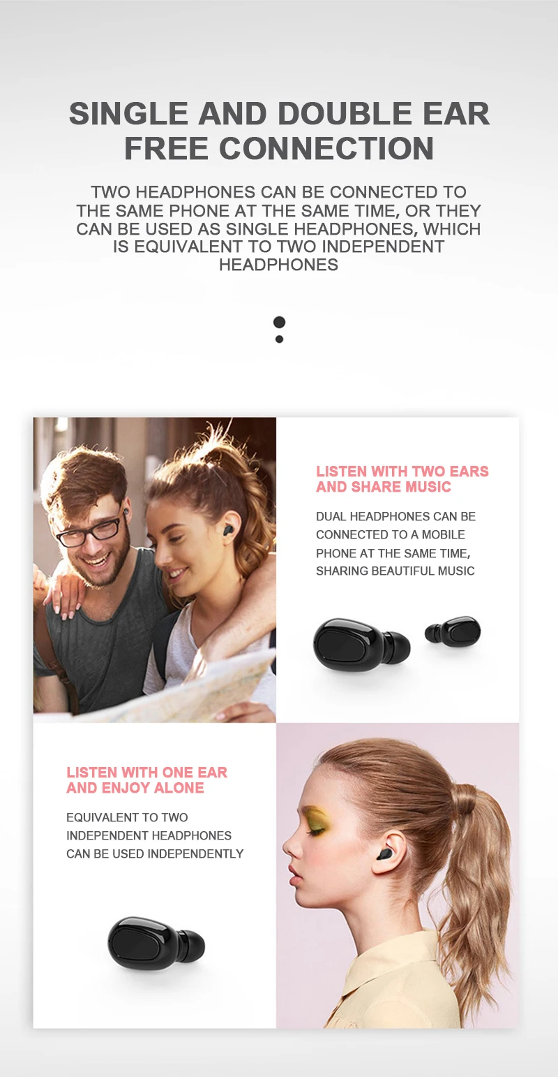 Беспроводные наушники с двумя ушами, Bluetooth, стерео, беспроводной Bluetooth головной телефон с зарядным устройством, гарнитура для телефонов, наушники