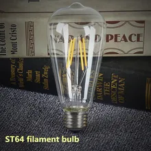 Светодиодная лампочка эдисона ST64 2 W/4 W/6 W/8 W/12 W винтажная лампа, 2200 K/2700 K, E27 Светодиодный светильник накаливания, 60W эквивалент накаливания 6W
