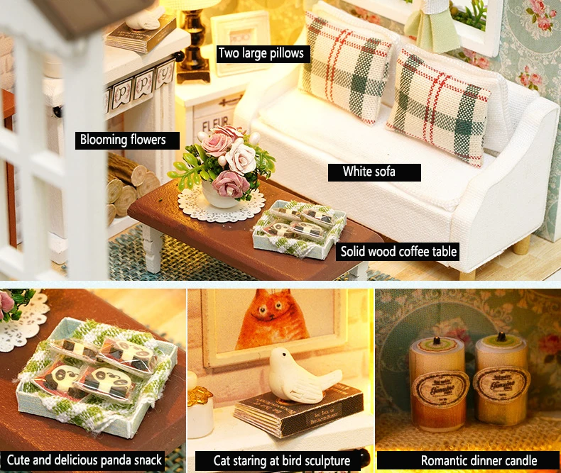 Кукольный дом DIY Миниатюрный Кукольный домик 3D модель деревянная игрушка со светодиодным светильник ручной работы дом для кукол игрушки подарки на день рождения для детей