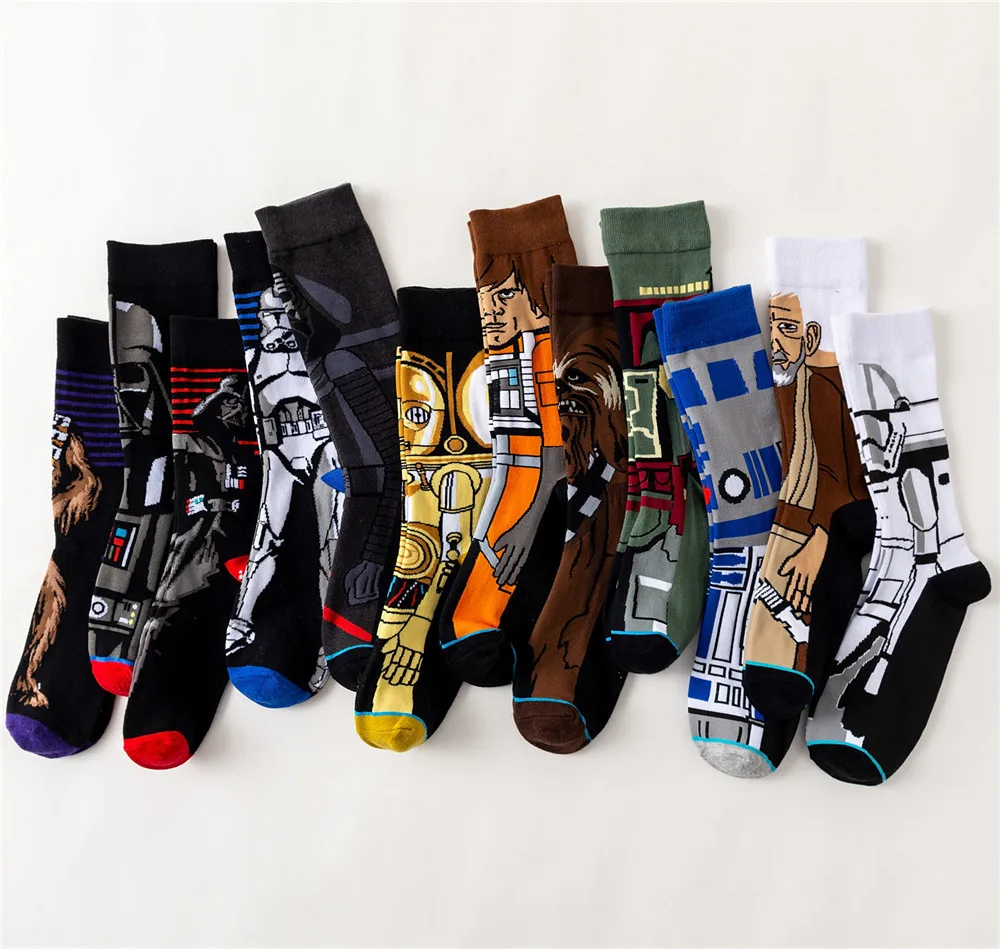 2019 Звездные войны фильм счастливые носки Мастер Йода R2-D2 косплей носки Wookiee Jedi Knight Новинка мужские и женские носки Модные забавные носки